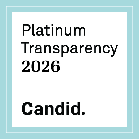 A white square with light blue borders displays the text: "Platinum Transparency 2026 Candid." in black font.